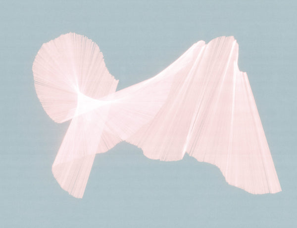 Light pink lines grouped together on blue background, appearing to float.