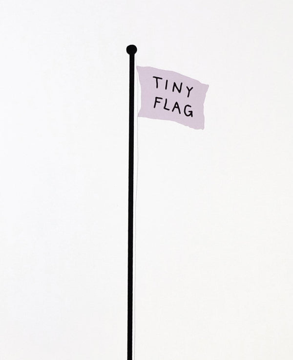 Purple flag on black pole with text reading "TING FLAG".
